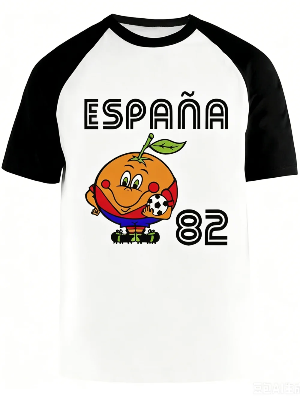 Spanien 82 Naranjito Fußball-Sport-T-Shirt für Männer und Frauen, Unisex, O-Ausschnitt, Retro-Gedenk-T-Shirt mit 3D-Druck, Herren-T-Shirt-Oberteil