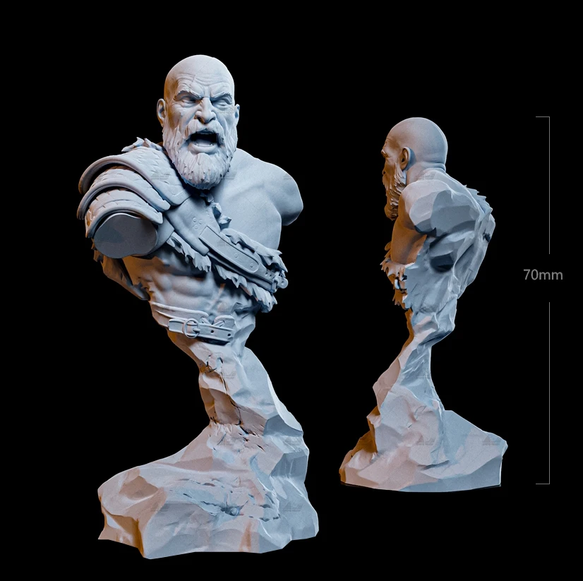70mm Resin Model Kits God of War Bust Figure Sculpture Unpainted No Color RW-820
