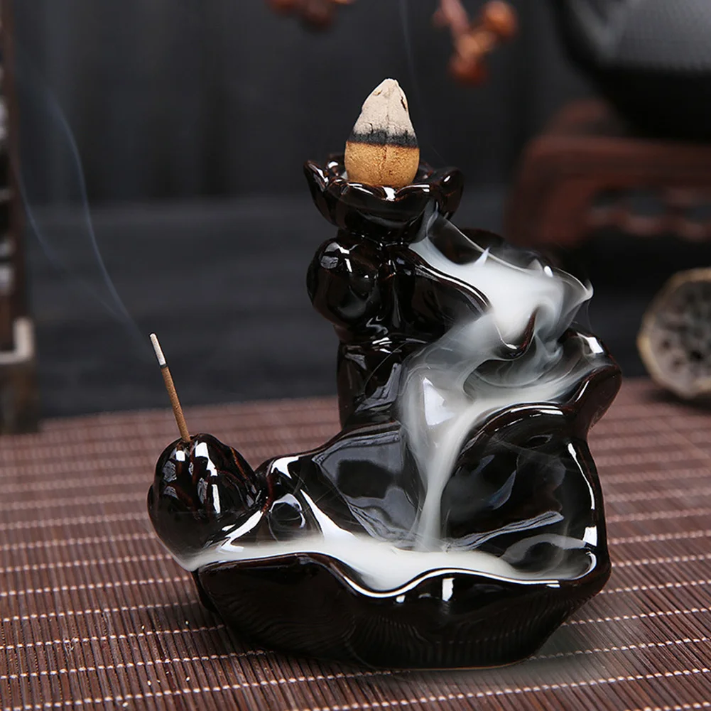 

Waterfall Incense Burner Ceramic Backflow Incense Holder Fountain Backflow Incense Cones for Home Office Decor Housewarming Gift