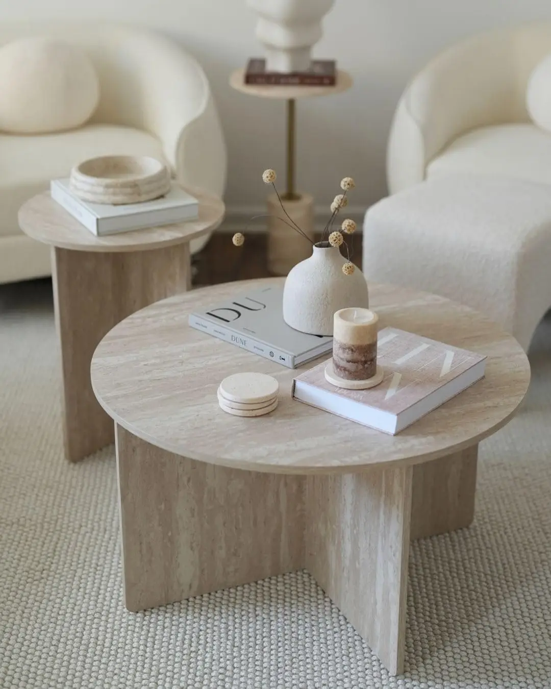 

Small Space Round Coffee Table X-Frame Base Living Room Scratch-Resistant Footpads, Customized
