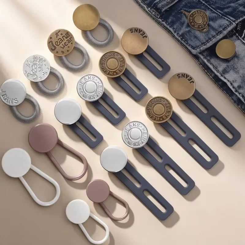 6Pcs No Sew Waist Button Extenders, Instant Adjustable Waist Expanders for Jeans, Pants and Collars, Comfortable Durable Reusabl