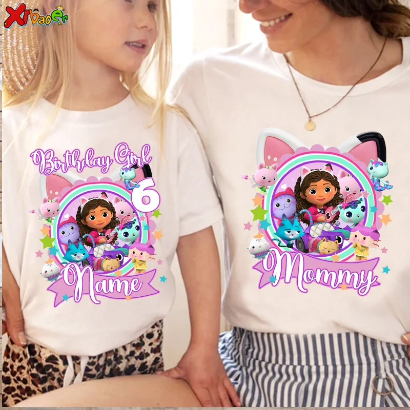 Girls Birthday Tshirt Party Matching Family Outfits TShirts Kids Party Custom Name Clothes Family Look Mom and Daughter Matching