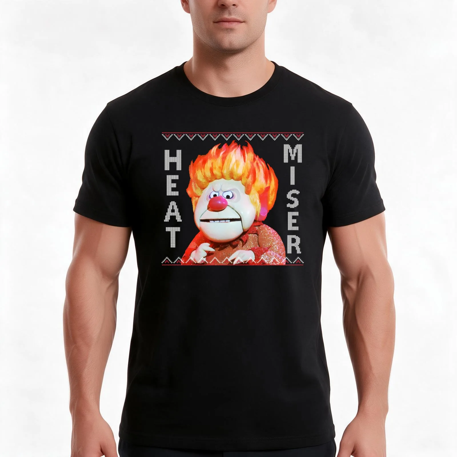 Heat Miser Ugly Sweater T-Shirt, Summer Casual Cotton Tee, Oversized Streetwear Tops, Vintage Graphic Print, Unisex Men Women