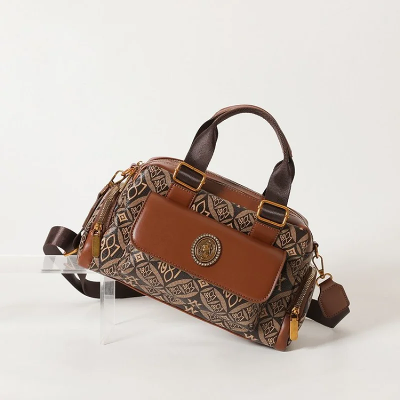 

Женская большая сумка из кожи с узором лотоса, высококачественная Парижская пригородная просторная мягкая повседневная сумка в современном стиле ​