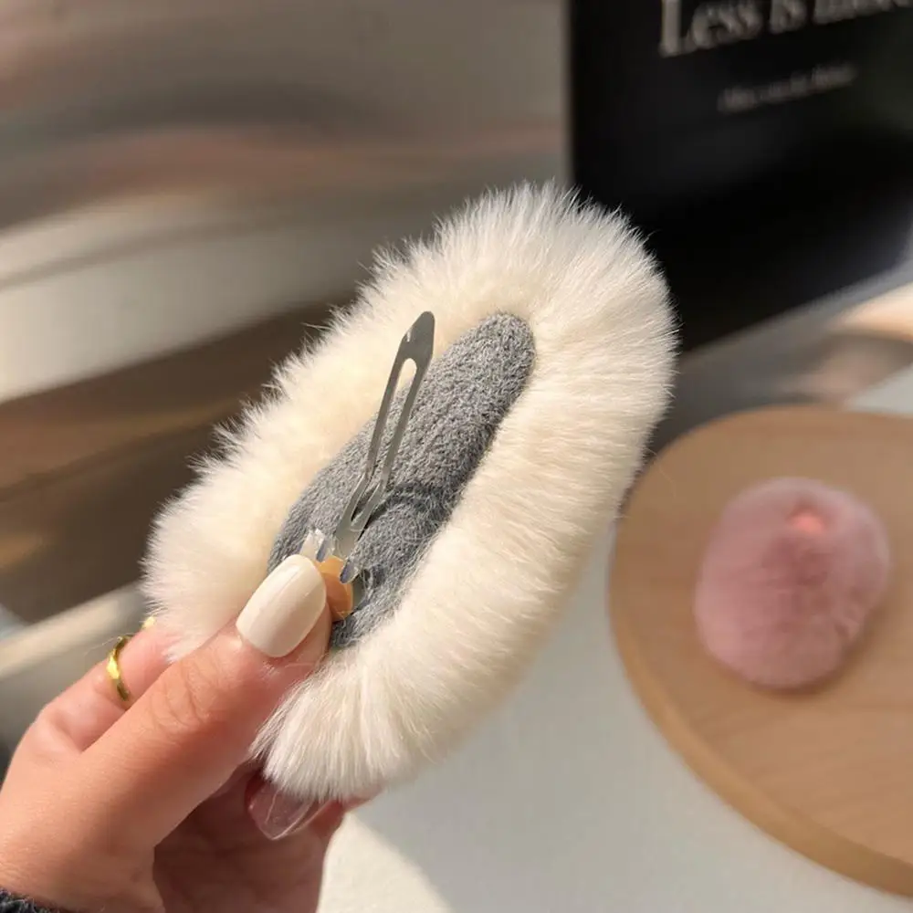 

Solid Color Faux Fur Hairpin Plush Heart BB Side Clip Rex Rabbit Hair Accessories Cute Sweet 1PCS Handmade Fashion Fur Hair Clip