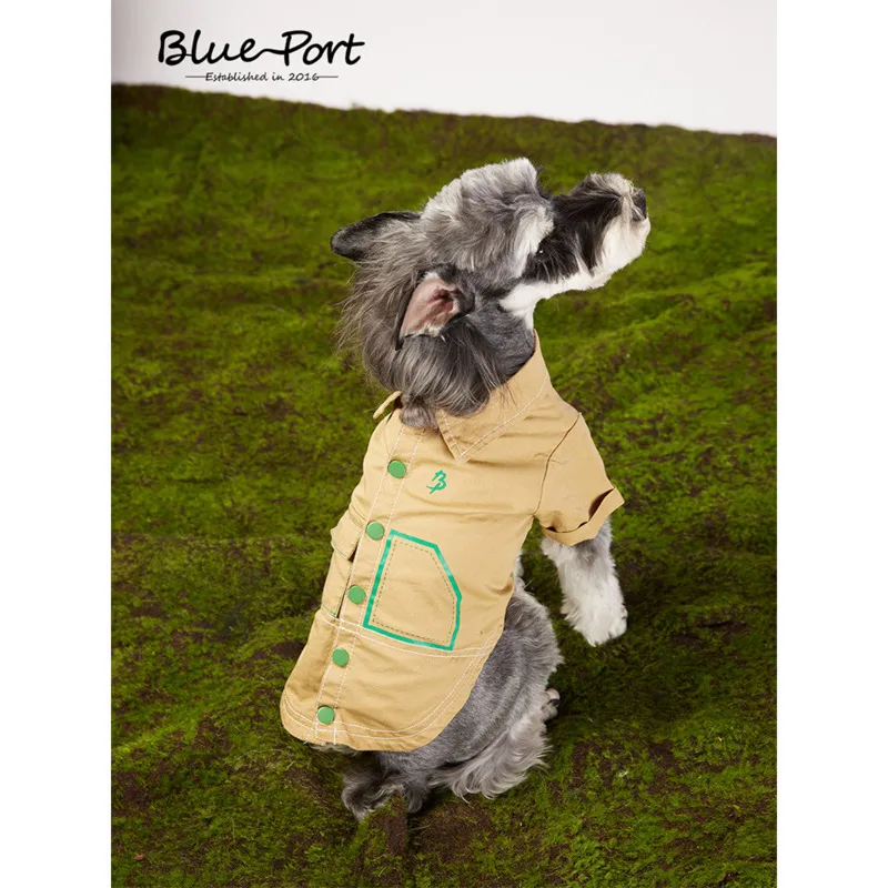 

BluePort Pet Dog Clothing Spring Workwear Short Sleeve Printed Shirt Teddy Small And Medium Dog Clothing