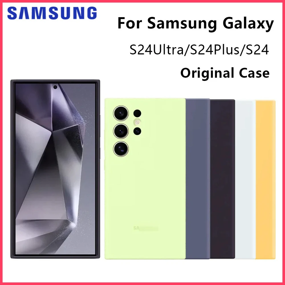 Original For Samsung Galaxy S24 Ultra Case High Quality Soft Silicone Cover S24Ultra S24 S24+ S24 Plus Protector Shell & Box