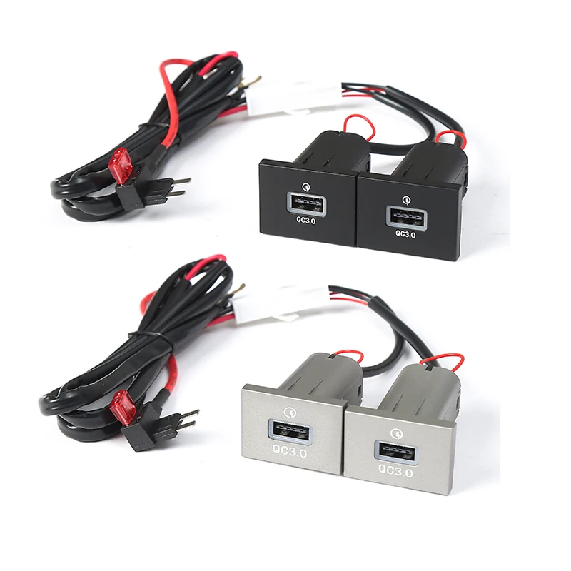 Silver USB Car Charger Socket 12V/24V USB Charging Outlet Power Adapter PD Type C For Ford Focus 2 Mk2 2009 2010 2011 Auto Part