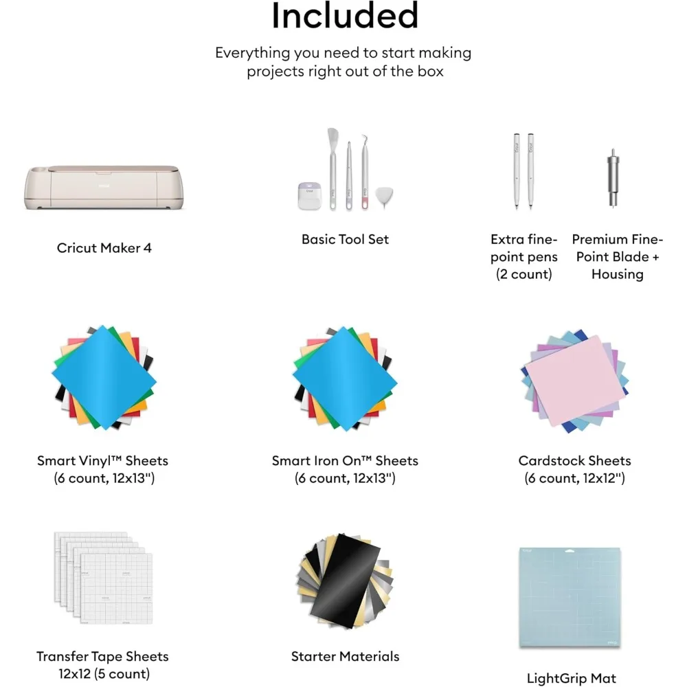 Intelligent Cutting Machine - Seashell Edition - Comprehensive Crafting Kit with Vinyl, Cardstock, Transfer Tape, and Iron-On Ma