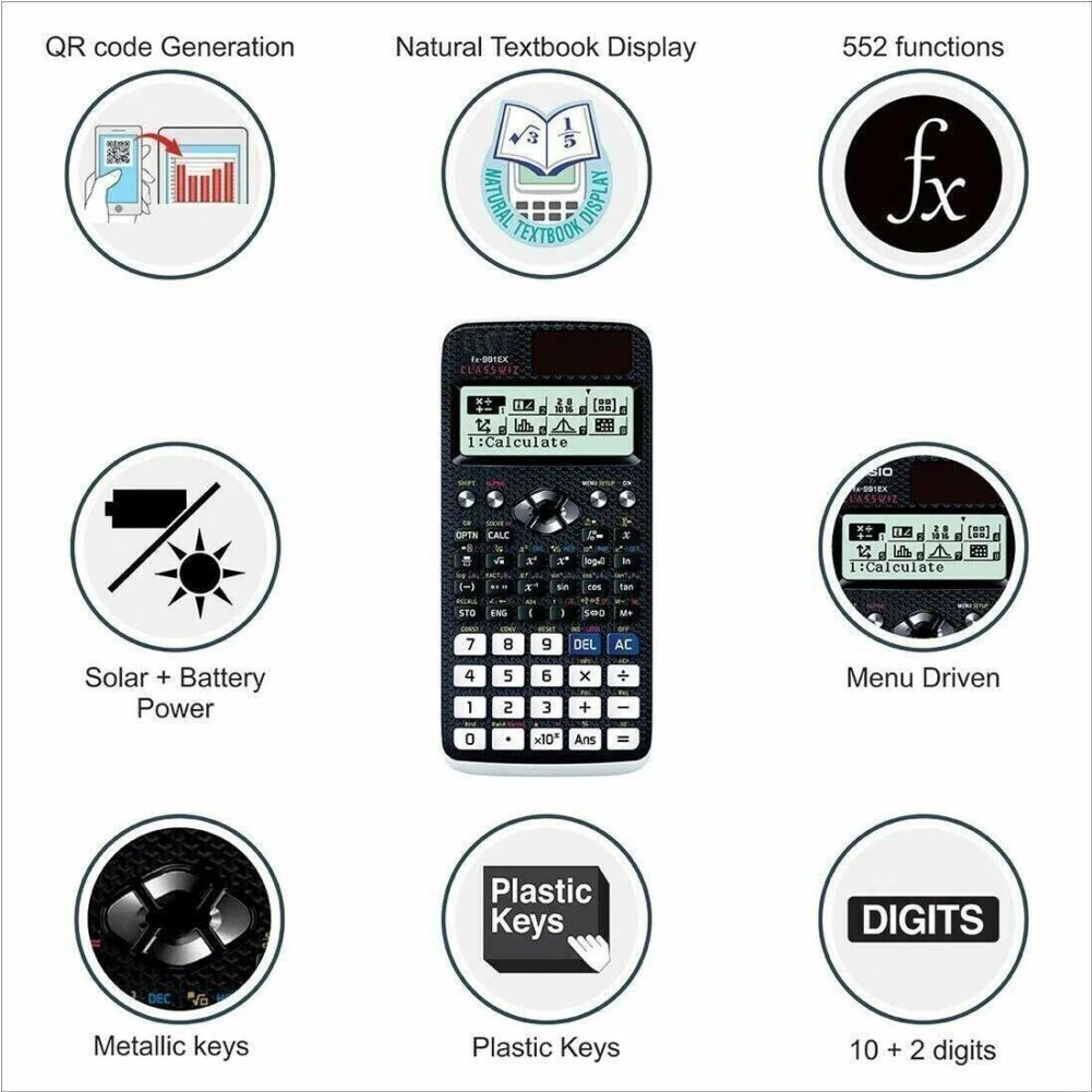 991EX Wissenschaftlicher Taschenrechner Original Digital Großes Display 696 Funktionen für High School University Solar Wissenschaftlicher Taschenrechner