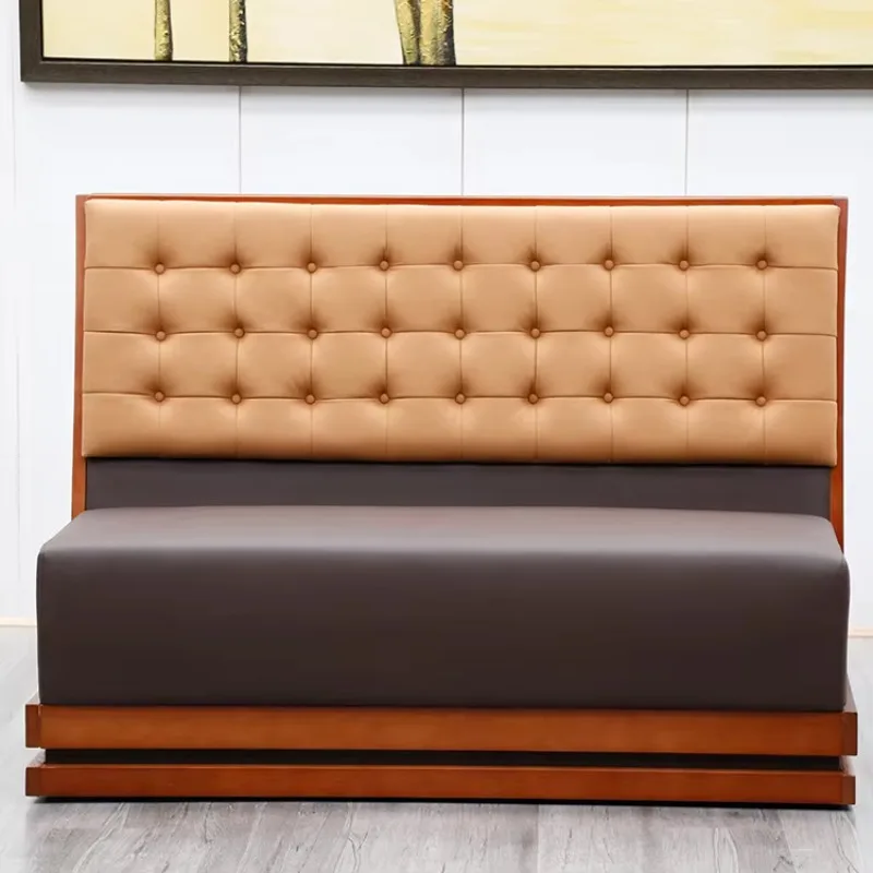 مقهى بار فندق وصالة مكتب أثاث جلدي إطار خشبي خاص حافة أثاث المطاعم جناح الجلوس