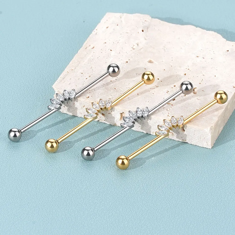 1 قطعة التيتانيوم الزركون الصناعية ثقب داخليا الخيوط الأذن مستقيم الحديد الدائري الأذن الغضروف اللولب هيئة ثقب المجوهرات