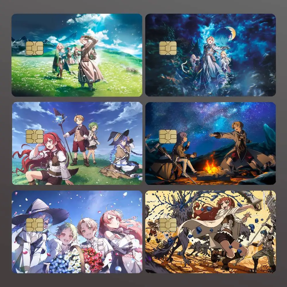 Anime M-Mushoku T-TenseiS Credit Skin Cover Card Stickers 4PCS Film Bus Pass Front Decoration Bank Debit Waterproof