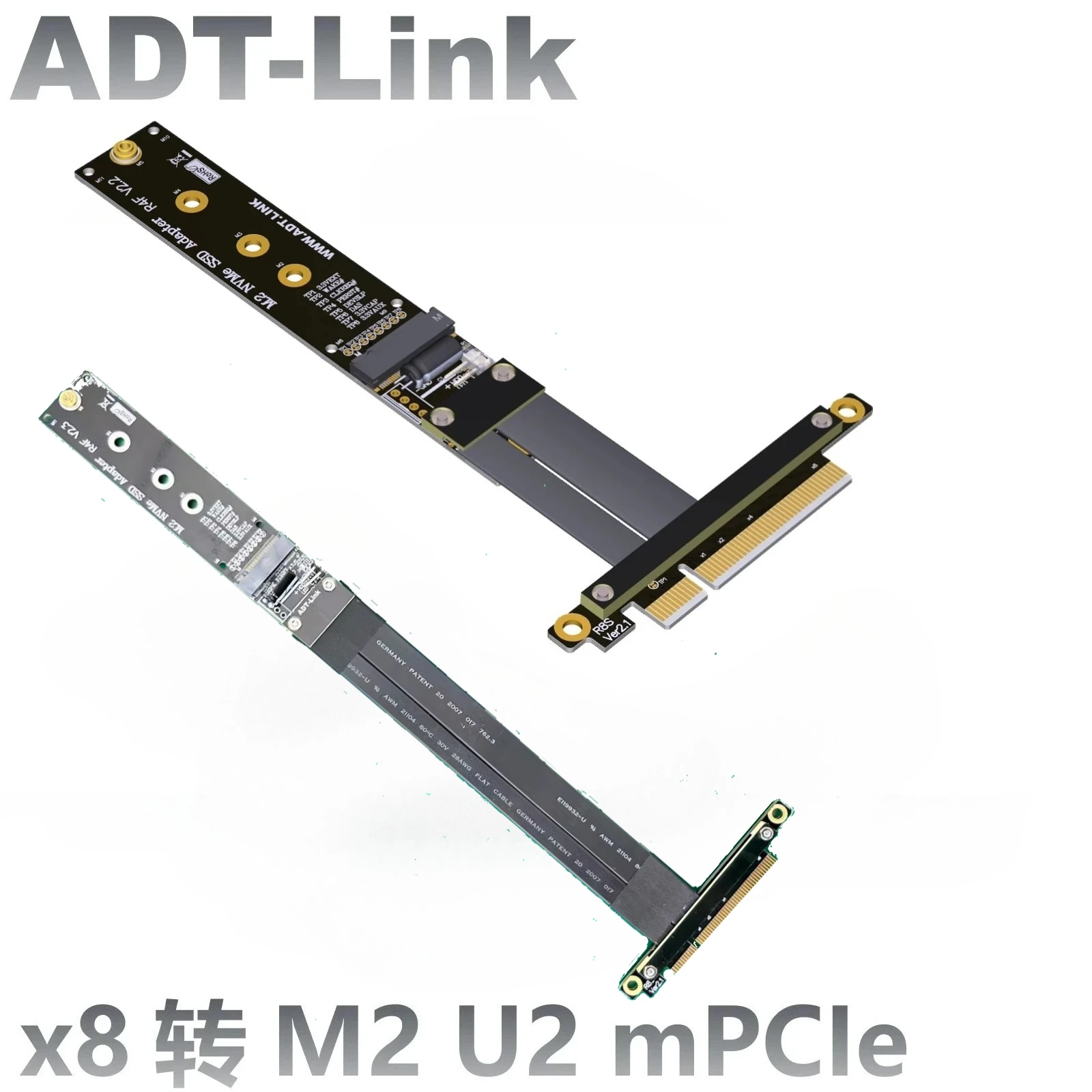 

ADT-Link PCI E 3.0 4.0 x8 «папа» — M.2 NVMe M2 WiFi U.2 SFF-8639 Удлинительный кабель SSD mPCIe PCI-E 8 слотов Удлинитель графического подъема