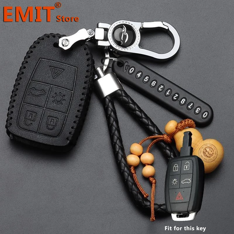 Car Key Case for Volvo S40 C30 C70 XC90 S60 D5 V50 Remote Cover Bag Shell Keychain Housing Ring Holder Fob Interior Accessories