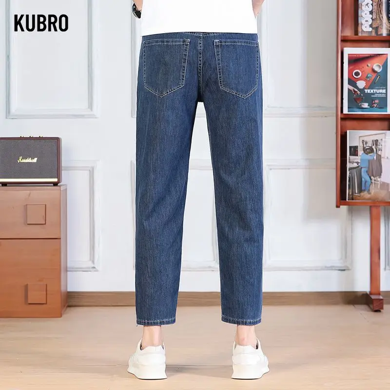 

Высококачественный мужской бестселлер на осень и зиму, свободные и удобные прямые повседневные 9-дюймовые джинсы, джинсы для мужчин