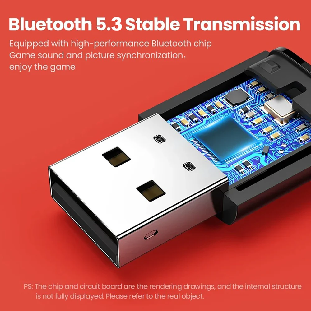 Kebidumei بلوتوث 5.3 محول الصوت سماعة رأس لاسلكية محول استقبال 2 في 1 USB دونغل ل PS5/PS4 لعبة وحدة التحكم سماعة الكمبيوتر