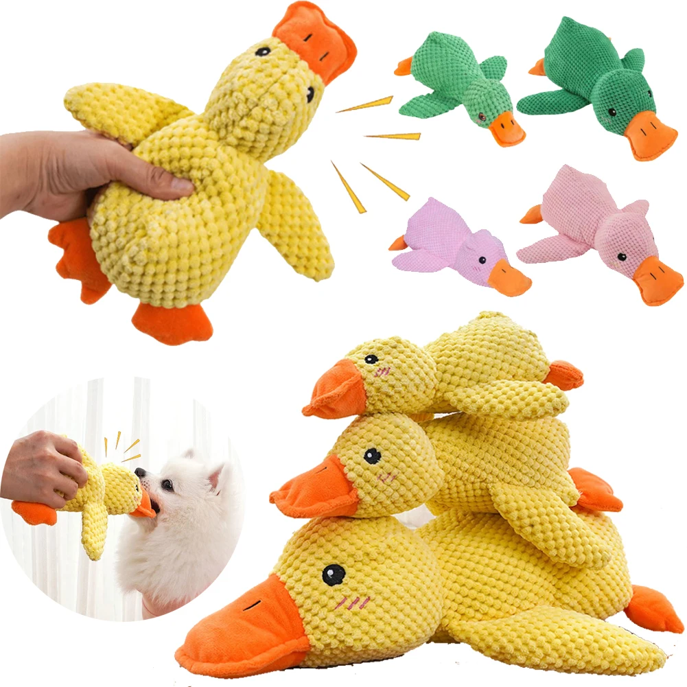 Duck Shape Dog Toy Pet Puppy Plush Soft Toy Bite Resistant Yellow Duck Quacking Sleeping Sound Chew Toys for Dogs Accessoires