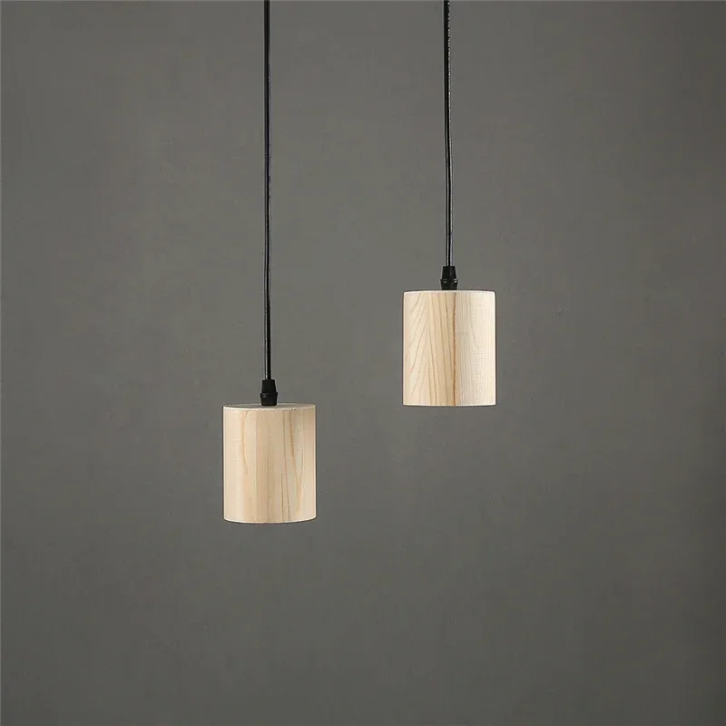 Modern Wooden Pendant Lights Nordic Simple Creative Solid Wood Lamps Bar Saloon Restaurant Home Art Pendant Lamp E27 Screw Mouth