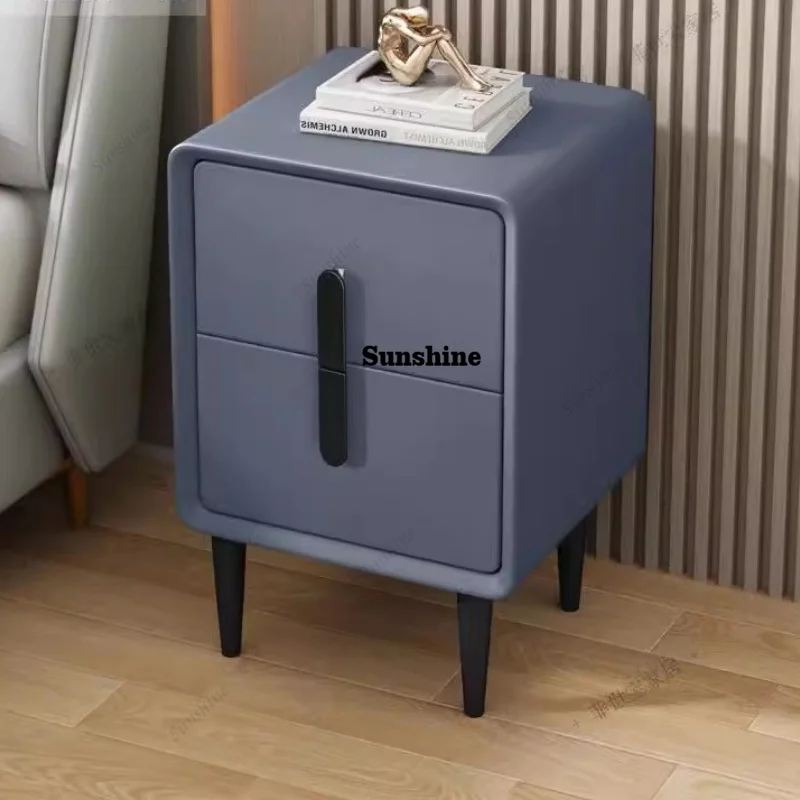 

Modern Style 2 Drawers Wooden Bedside Table Faux Leather Bedroom Nightstand Home Side Storage Cabinet Hotel End Table