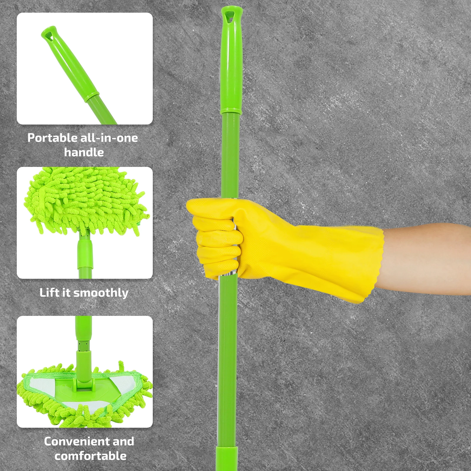 

Premium Triangular Chenille Head Thick Soft Super Absorbent Telescopic Floor For Home Cleaning Glass Bathtub Toilet Ceiling