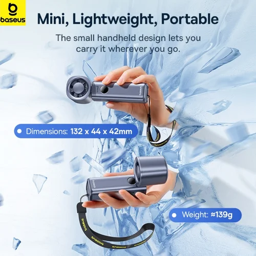 Imagen 2 del producto Ventilador portátil Baseus, miniventilador plegable de 5 velocidades recargable de alta velocidad con pantalla LED para escritorio de exterior y de oficina