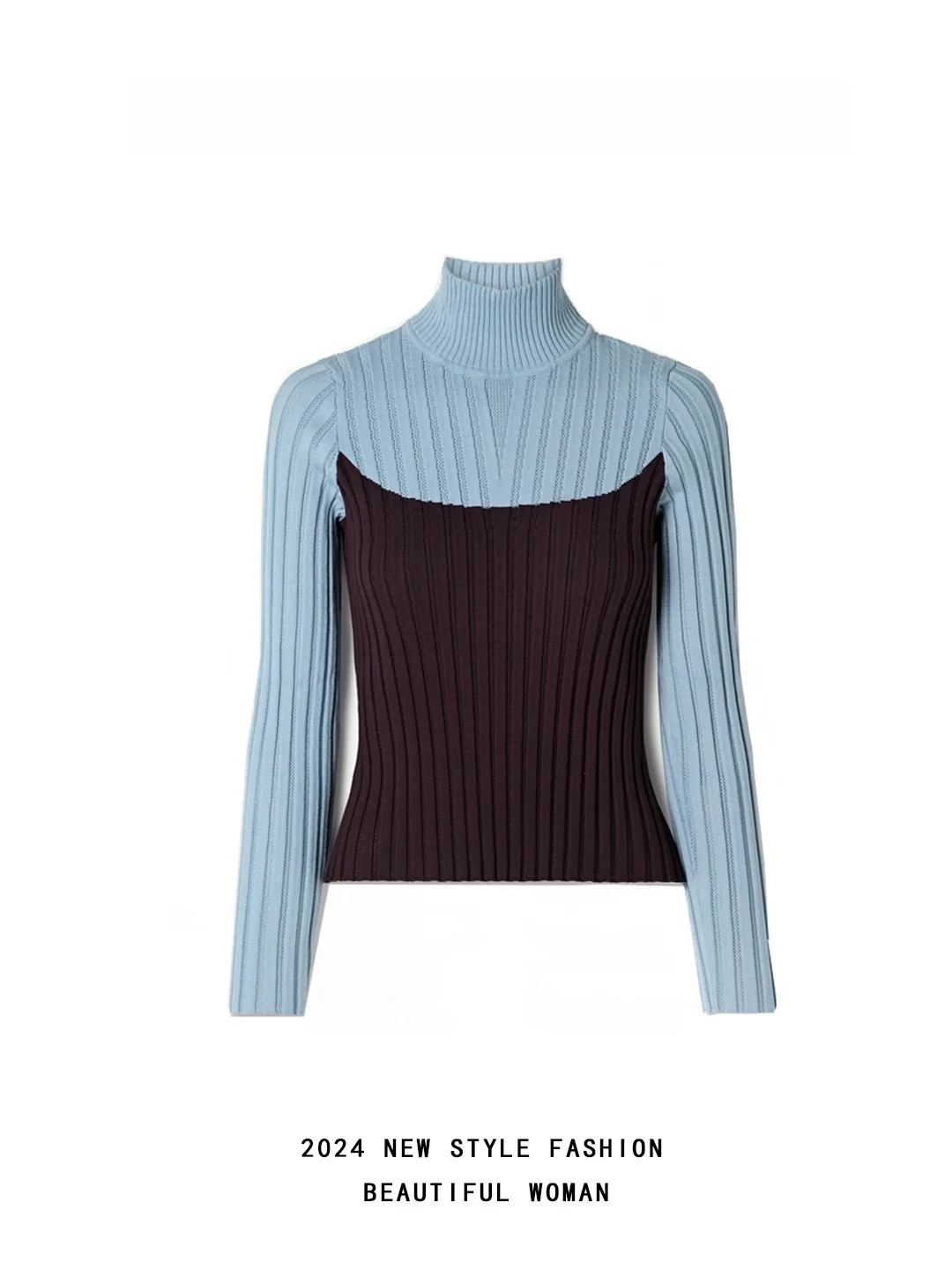 

Облегающий вязаный свитер с высоким воротником Long Sve Autumn Faionable Ele Sle Gold Jing 2200, осенняя коллекция