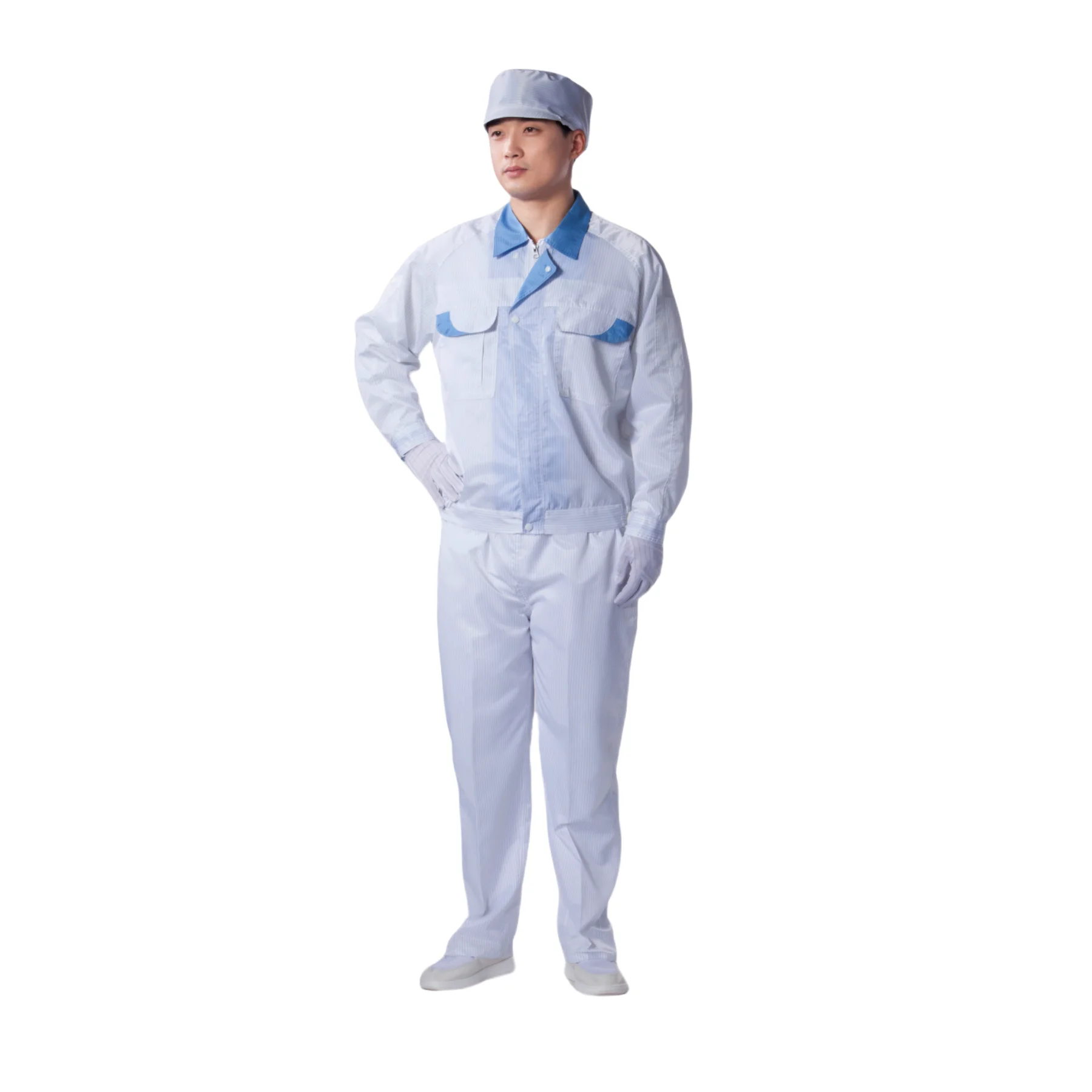2PCS Washable Double Color Design Food Pharmaceutical Industry Electronic Industry Esd Jacket With Suit/clean Room Esd Clothes