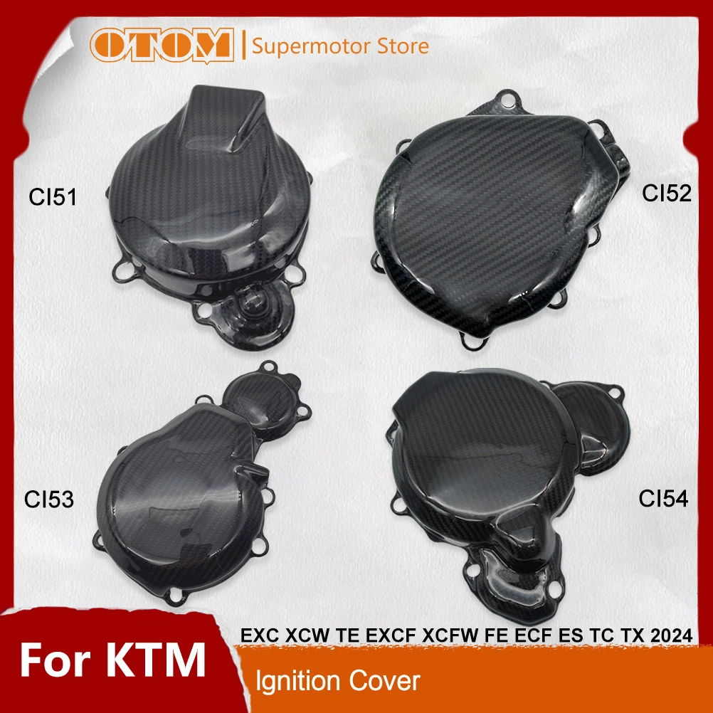 OTOM Motorcycle Ignition Cover Motor Stator Magneto Guard Carbon Fiber Protector For KTM EXC XCW TE EXCF XCFW FE ECF ES TC 2024