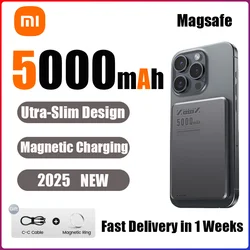 Xiaomi Ultra Slim 5000mAh bezprzewodowy Power Bank do szybkiego ładowania Magsafe bateria zewnętrzna o dużej pojemności do iPhone15/14/13/12