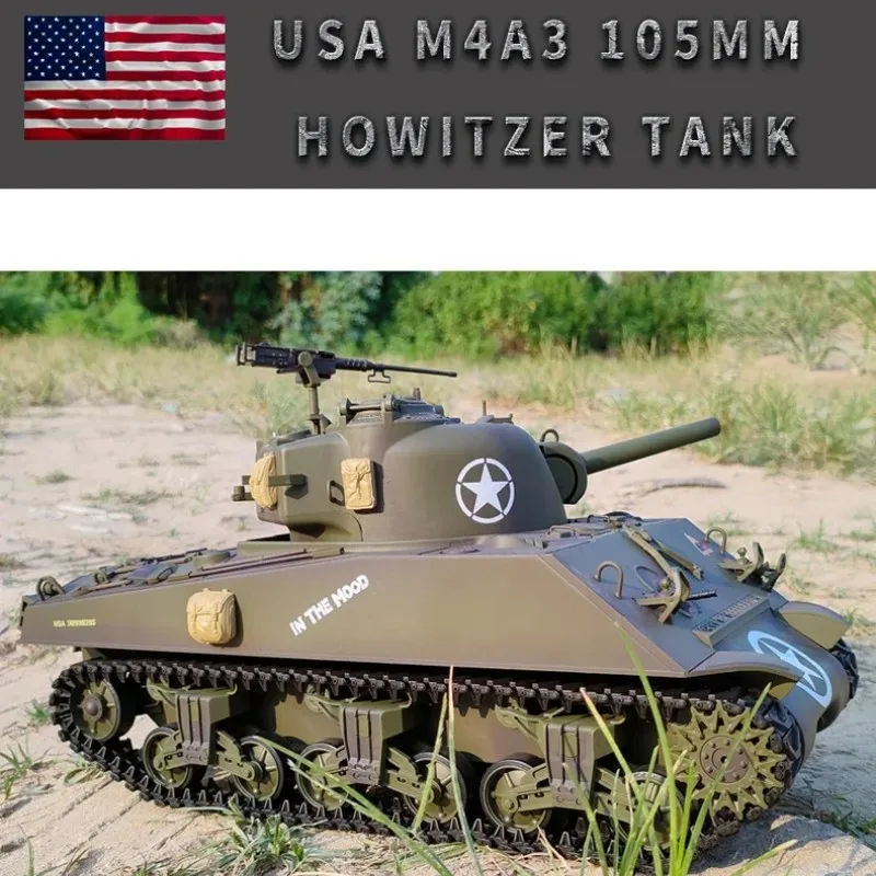 2024 1: 16 Remote-Controlled Tank American M4a3 3898-1with Gun Barrel Telescopic Multifunctional Combat Rc Competitive Tank Gift