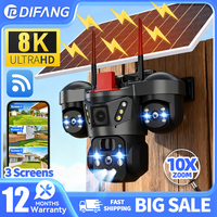 DIFANG V380 Pro Outdoor PTZ 8K WIFI 4G Solar Camera Home Security Triple Lens Camera Solar Panel CCTV Video Surveillance Camera