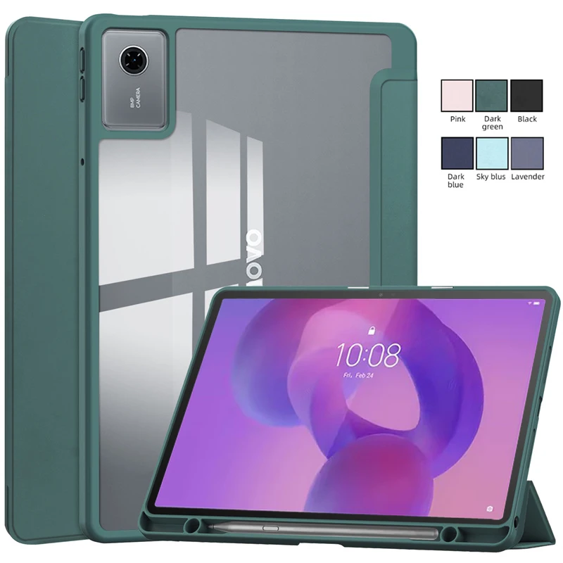 For Lenovo Idea Tab 11 Case with Pen Holder Acrylic Clear Smart Magnetic Cover For Coque Lenovo Idea Tab 11 TB336FU TB336ZU Case