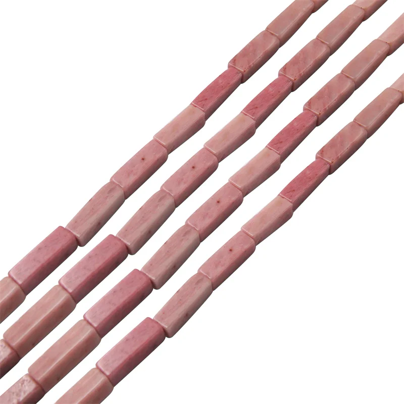 

Rhodochrosite Natural Stone Bar Beads Strand Rectangle Cuboid Shape 4x13mm For Making Jewelry DIY Bracelet Necklace Earrings