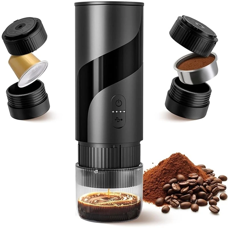 A50Q-2In1 Portable Electric Coffee Maker,20Bar Portable Espresso Maker Rechargable,Travel Coffee Maker For Car,Camping,Office