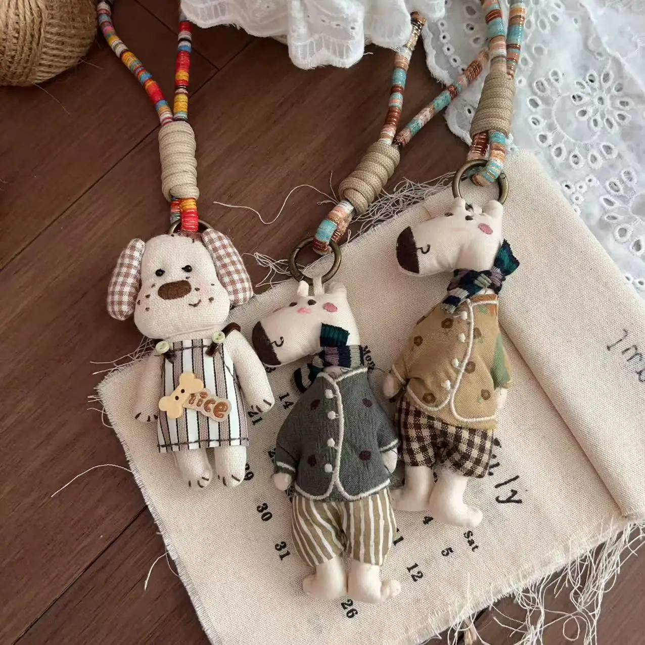 Korean Style Handmade Fabric Cartoon Animal Female Kwaii Versatile Funny Accessories Pendant Pendant Doll Fashion Keychain Bag