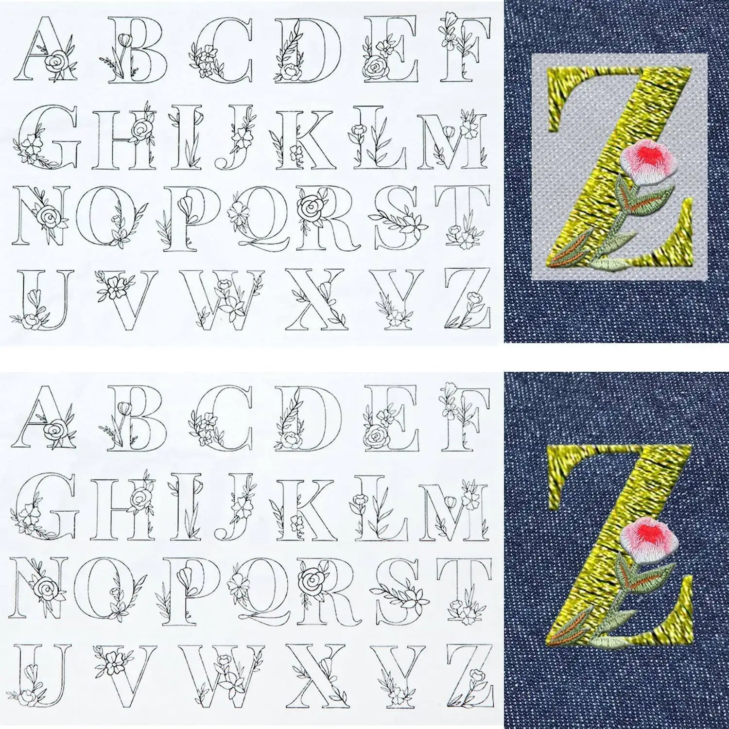 

2-листный стабилизатор вышивки без следов — предварительно напечатанные конструкции алфавита на водорастворимой самоклеющейся бумаге