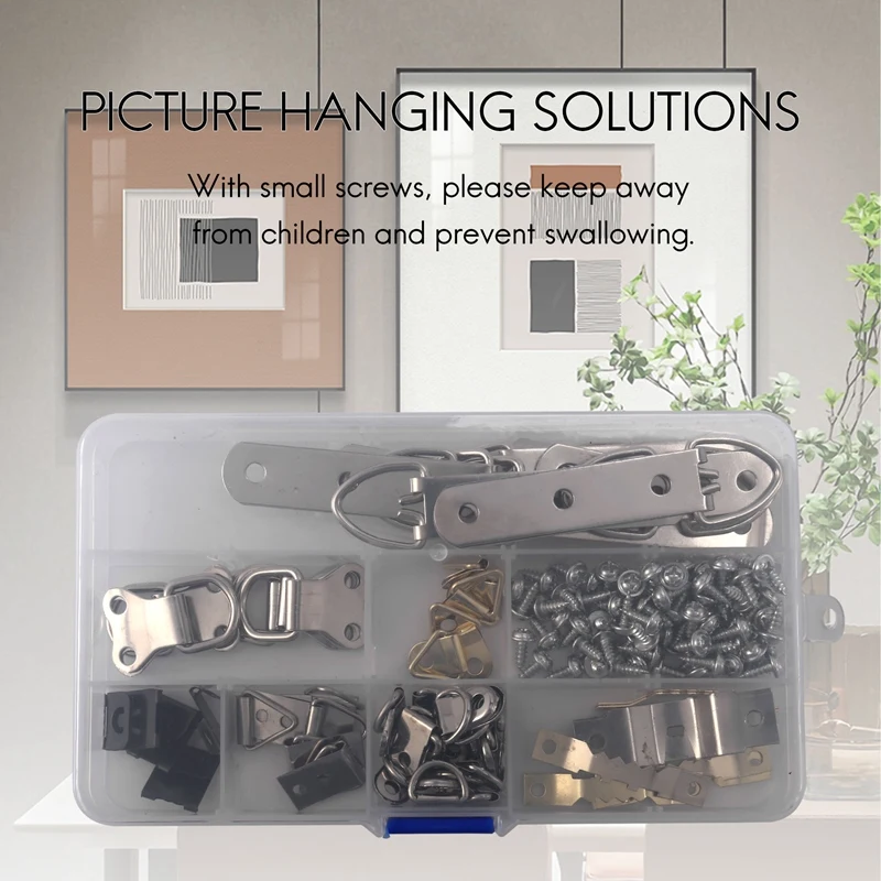 New 140 Pcs Photo Frame Hanging Hooks Kit, 9 Models Picture Hanger Hooks With Screws For Office Family Photo Picture Painting Ha