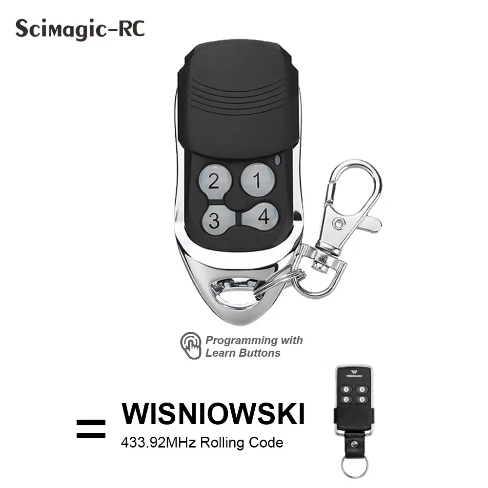 wisniowski controle remoto para porta da garagem abridor de portao rolling code 43392 mhz 433mhz 4ch 01