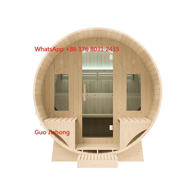 Traditional 4 Person Spruce Hemlock Wood Outdoor Sauna Cabin Steam Sauna Rooms with Stove for Park Warehouse Use