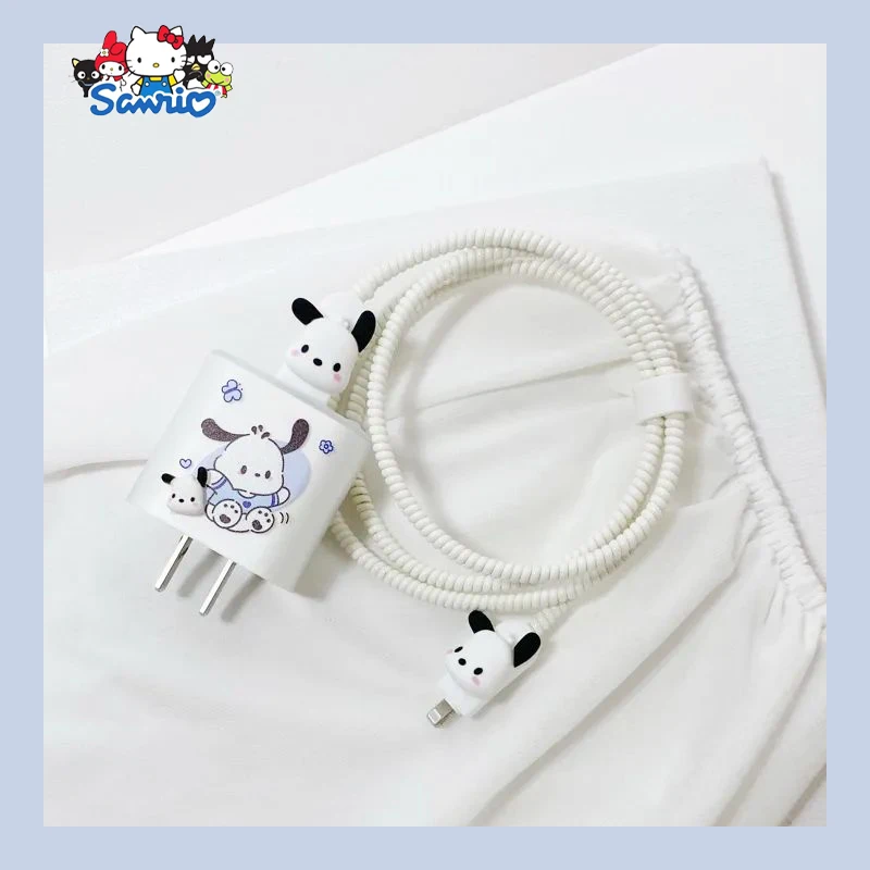 Sanrio Pochacco Charger Protective Cover iPhone15 14Kawaii Cartoon Apple 18 20W Cute Data Cable Charging Head Cover Girls Gifts