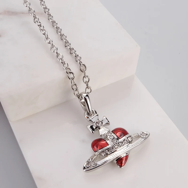 skysuk New Trend Fashion Planet Saturn Pendant Necklace for Women Personality Love Heart Plannet Necklace Luxury Jewelry Gifts