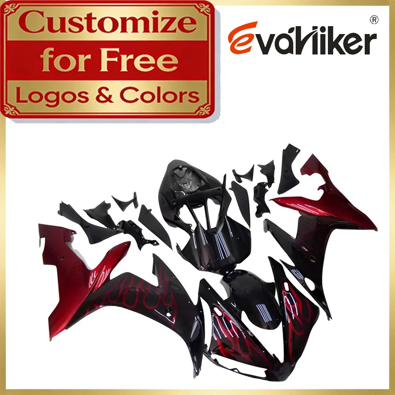 

Motorcycle Full Fairings For Yamaha YZFR1 2004 2005 2006 red flames ABS Shell Fairing Custom Paint And Graphic Patterns