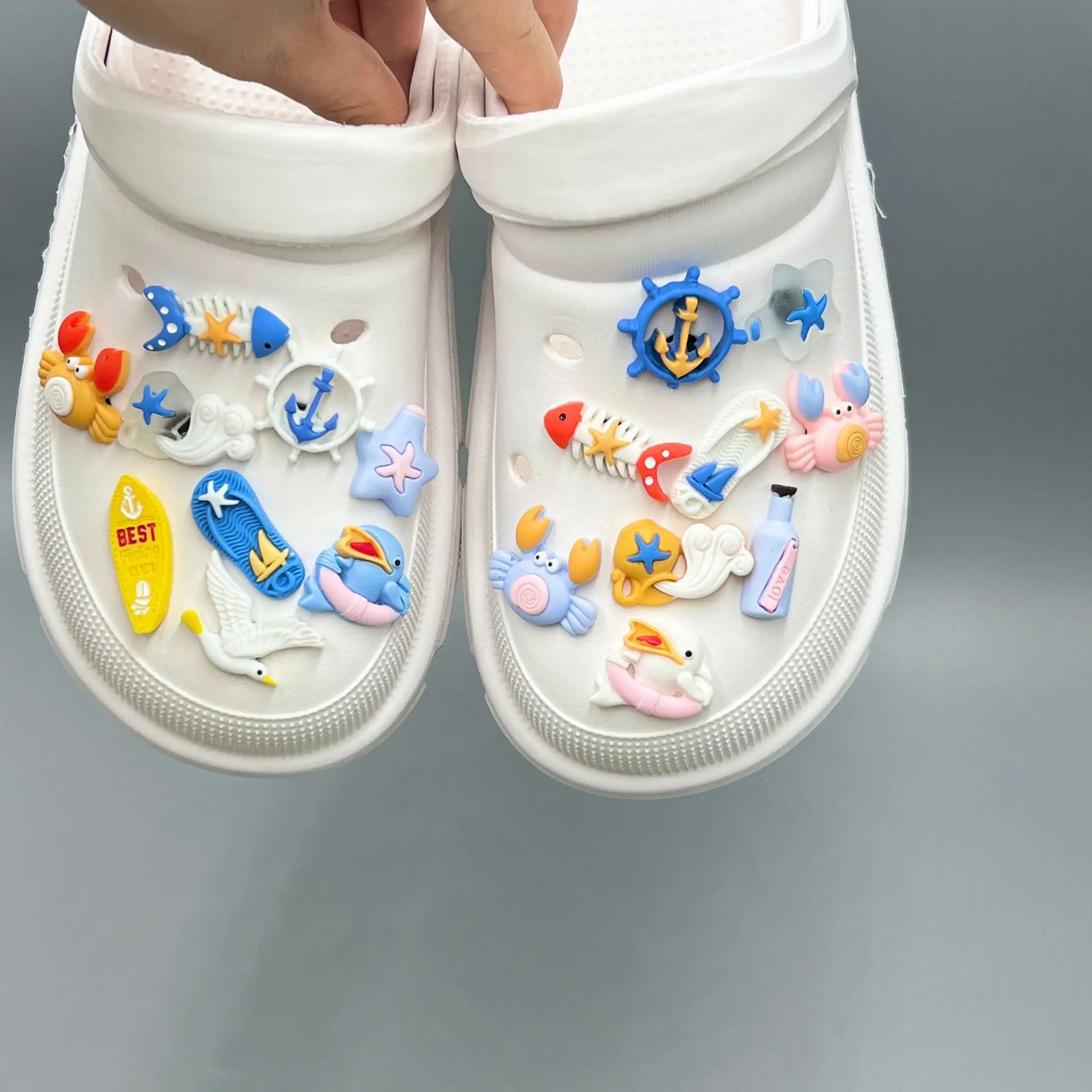 Summer Ocean World Hole Shoe Charms Decorations Cute Starfish Crab Shoes Buckle DIY 3D Hole Shoe Accessories