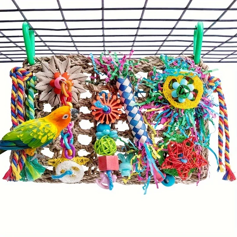 

Colorful Rattan Parrot Swing Toys, Cage Additions for Chewing And Sharpening Claws, Random Colors - 1pc