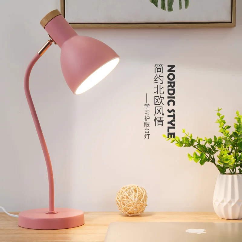 Nordic style table lamp simple eye protection led desk dormitory college student creative bedroom bedside lamp