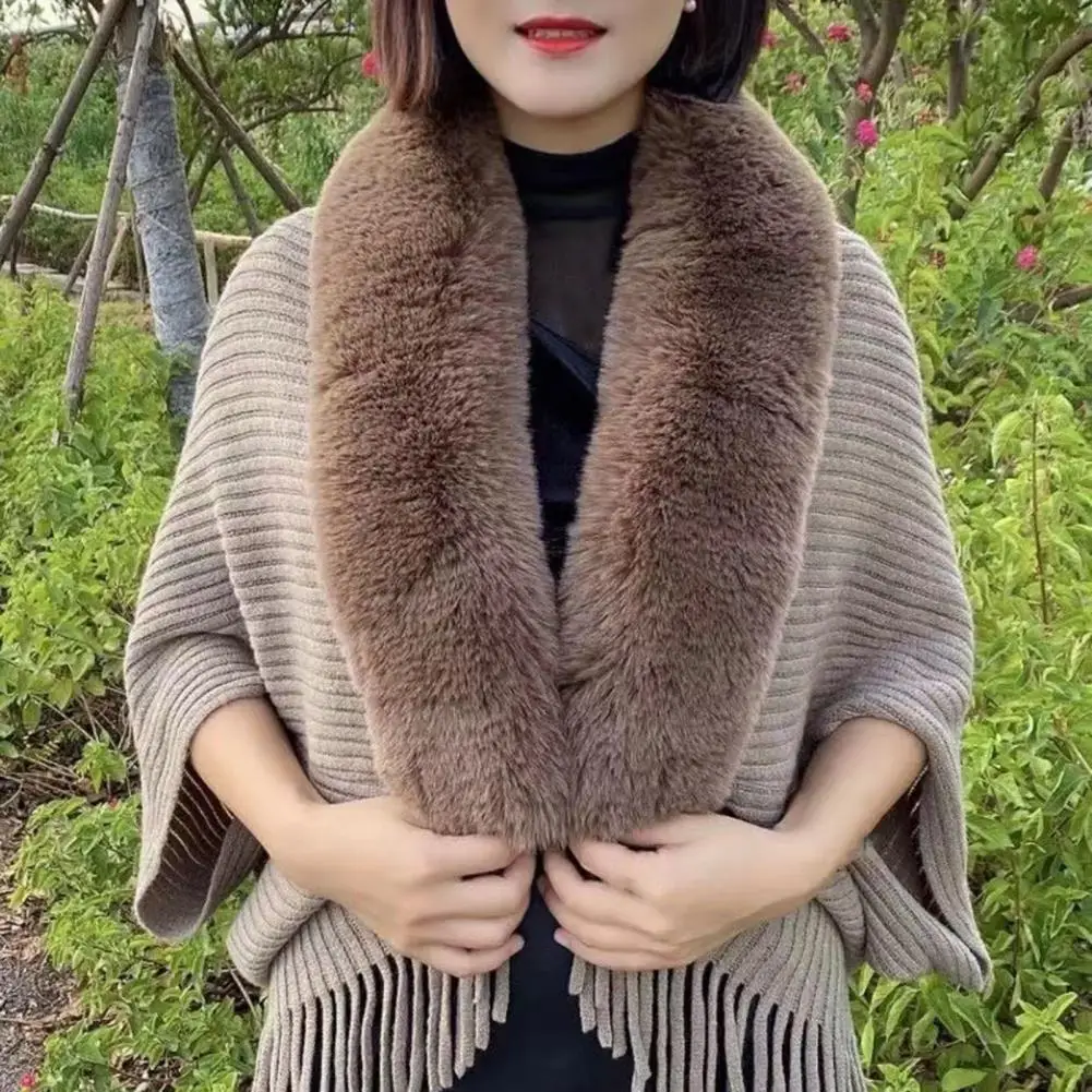 Rabbit Fur Women Shawl Luxury Elegant Knitted Tassel Banquet Party Shawl Thermal Batwing Sleeve Winter Scarf Cardigan new in 목도리