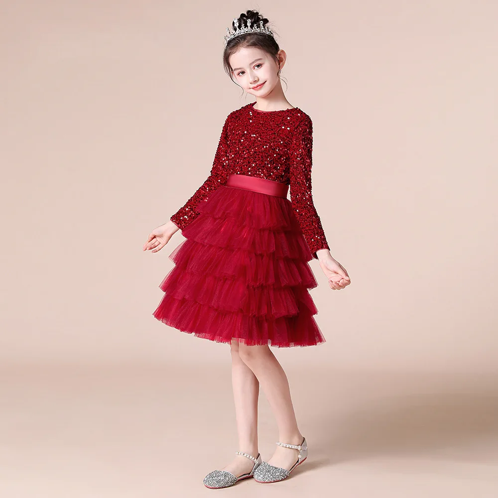 عيد ميلاد الأطفال Dr Long Sve Host Cretition Princ تول تنورة كعكة تنورة القطن مزيج النسيج المحملة ألياف خلات #2