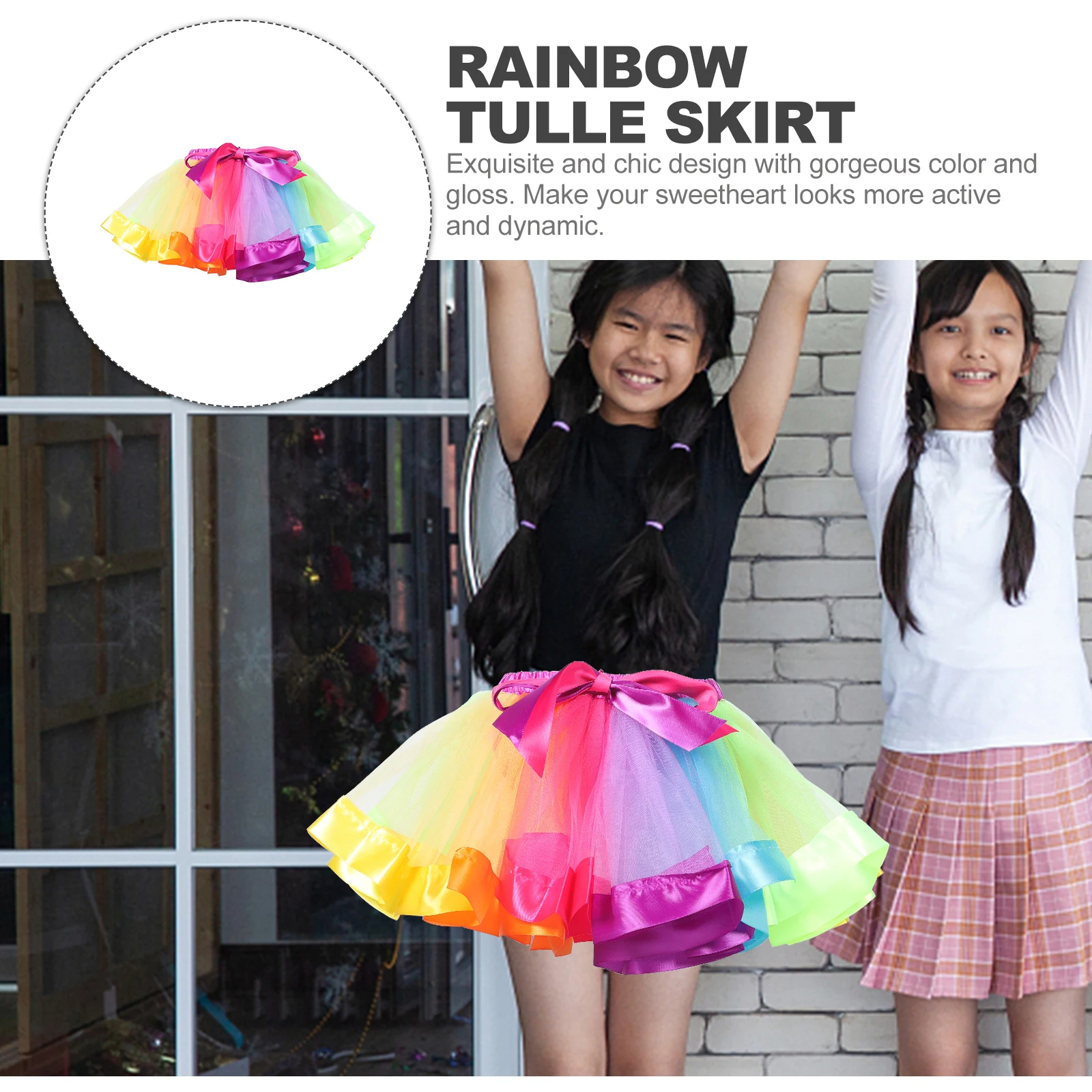 

Rainbow Princess Tutu Skirt Girl Dress Costume Adorable Sequin Half Skirts Ballet