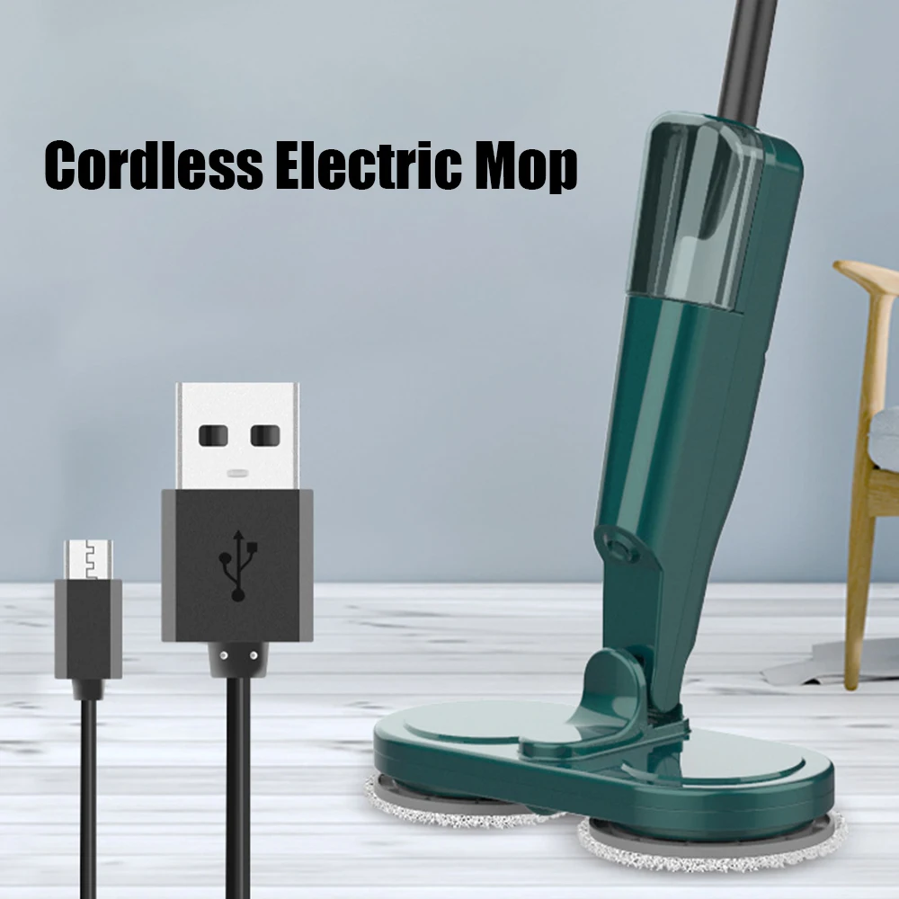 Cordless Electric Mop Dual-Motor Low Noise Electric Spin Mop with Transparent Water Tank for Marble USB Charging Electric Mops